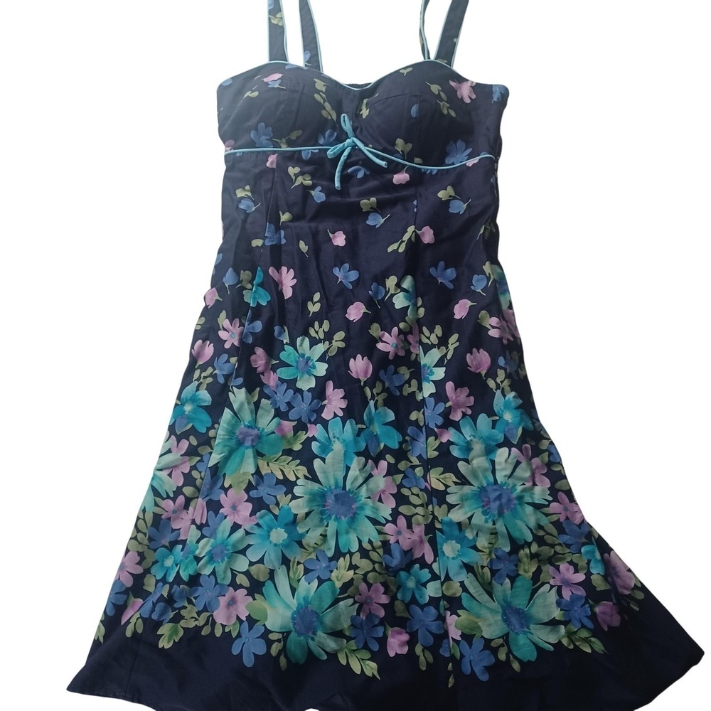 R&K Originals‎ Dress Womens Small Blue Floral Sleeveless Lined Sundress
